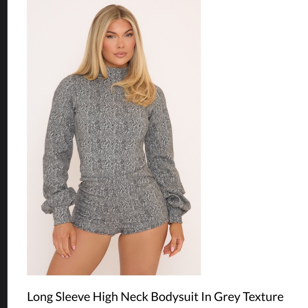 EGO Charcoal Textured Long Sleeve Bodysuit